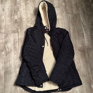 QUILTED NAVY BLUE WINTER COAT SIZE L